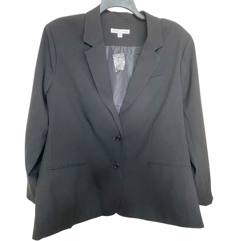 Larry Levine Black Blazer 24W NWT Career Jacket Stretch 2 Button Professional